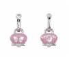 41888  Small Et Voila Campanella earrings  in silver and pearly pink enamel wiht butterfly