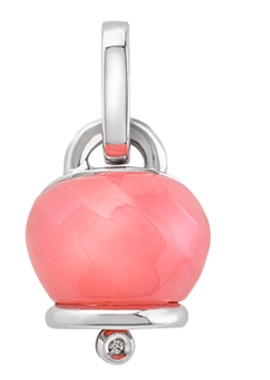 43005  Medium Et Voila Campanella charm Pink quartz hand-faceted resin and one diamond