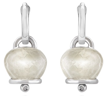 43007  Medium Et Voila Campanella earrings Rock cristal hand-faceted resin and two diamonds