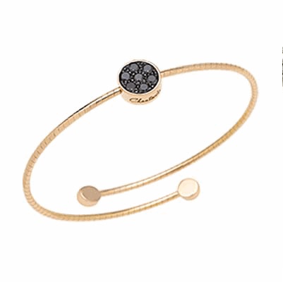 41413 Capritude Paillettes bangle bracelet in 18Kt pink gold, black diamonds pavé and black enamel O