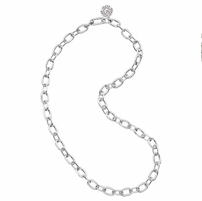 42975 Oval links chain in silver with Chantecler logo pendant 50 cm o