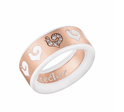 41031 Carousèl wedding band in 18Kt pink gold, diamond-paved