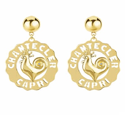 42454  Large Logo Rooster single earring in 18Kt yellow gold and diamonds