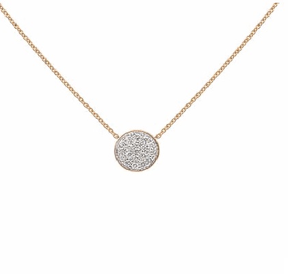 41409 Capritude Paillettes pendant in 18Kt pink gold, diamonds pavé and white 40-42cm