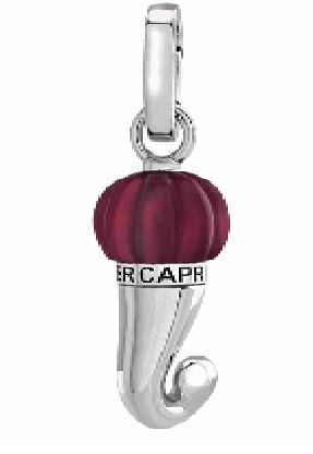 43674 Small Et Voilà Horn charm in silver and burgundy resin