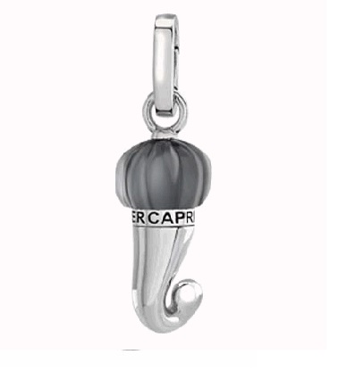 43673 Small Et Voilà Horn charm in silver and black resin