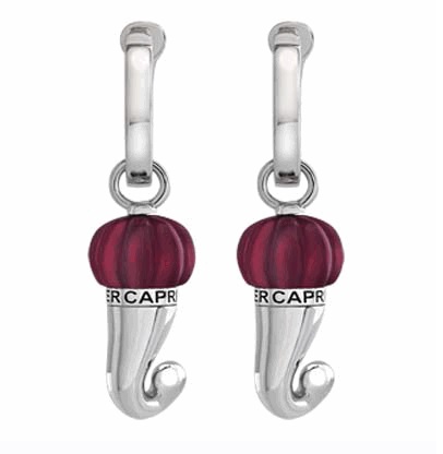43679 Small Horn Et Voilà single earring in silver and burgundy resin