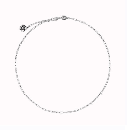43009 Short rectangular link chain in silver with Chantecler logo pendant 39-42 cm