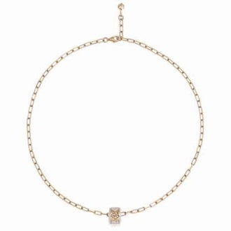 41942 Carousèl necklace in 18Kt pink gold, diamonds and white enamel. 40cm