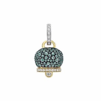 42752 Medium Campanella charm in 18Kt yellow-white gold, diamonds and paraiba pavè