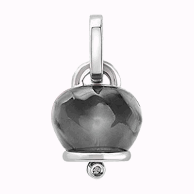 43209 Medium Et Voilà Campanella charm in silver,hand-faceted black resin and one diamond