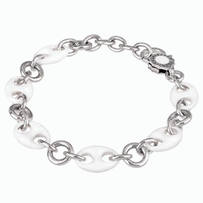 40644 Capriness 18cm marina chain bracelet in silver and white enamel