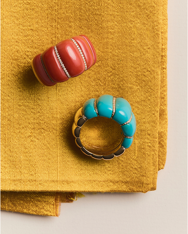 17700 Small Campanella ring: size 13, white gold, diamonds and diamond-paved rooster