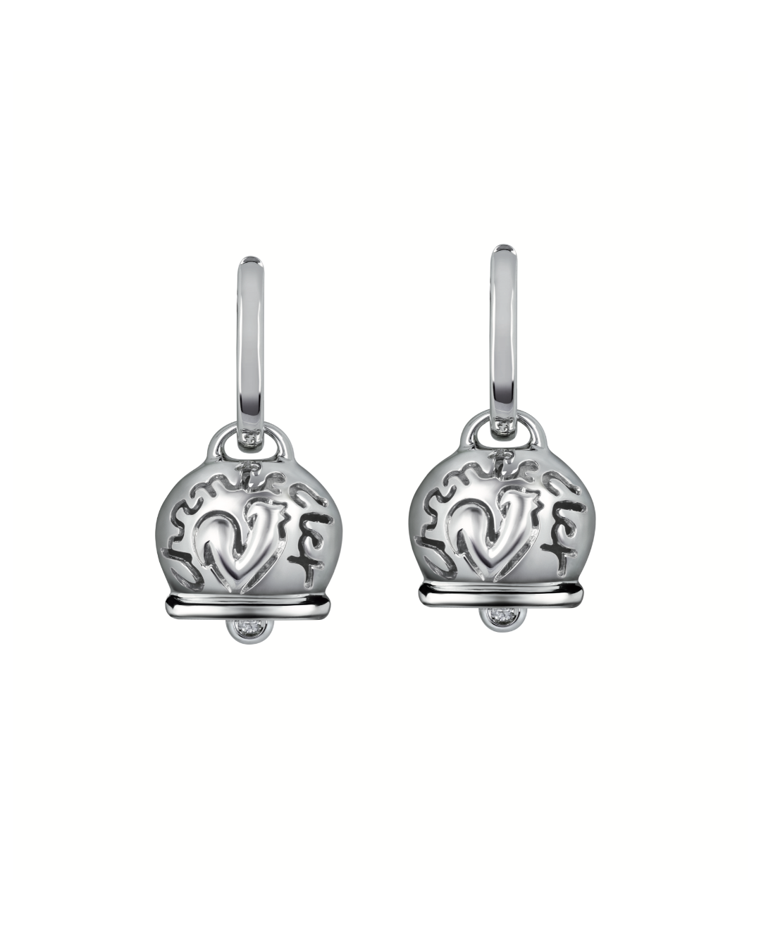 18266 Medium Campanella earrings in white gold and one diamond in the clapper