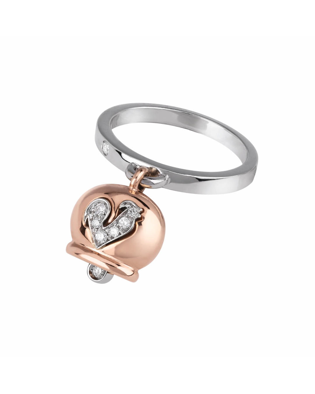 23897 Campanella ring(size 13) in pink gold  and dia pave rooster