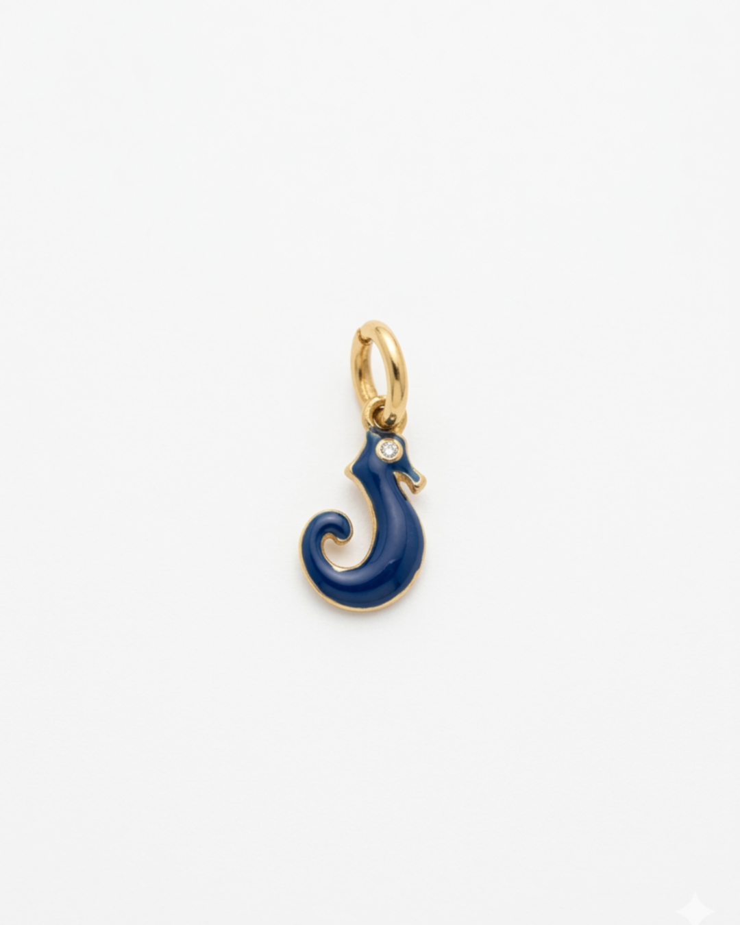 SH100N 18K SMALL.LIME NAVY ENAMEL SEAHORSE