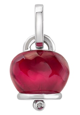 43210  Medium Et Voila Campanella charm Burgundy hand-faceted resin and one diamond
