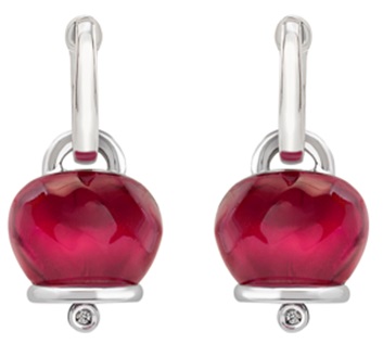 43212  Medium Et Voila Campanella earrings Burgundy hand-faceted resin and two diamonds