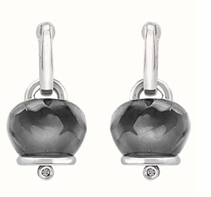 43211 Medium Campanella Et Voilà single earring in silver, hand-faceted black resin and one diamond