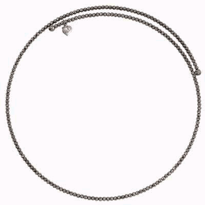 44298 Choker con sfere diamantate a mano realizzate in argento brunito