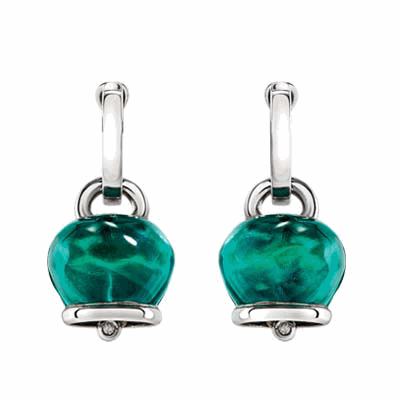 44304 Medium Et Voilà Campanella single earring in silver, hand-faceted Paraiba green-colored resin