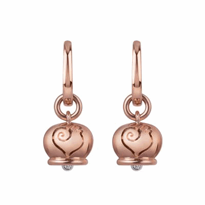 36583 Small Campanella single earring in 18Kt pink gold and one diamond in the clapper